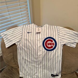NWT Dansby Swanson Cubs White Pinstripe Jersey Size Mens Medium